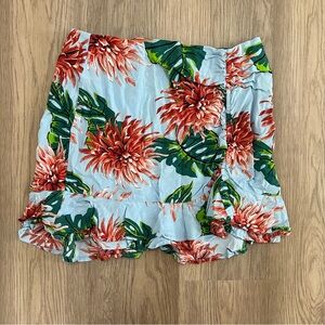 Dizzy Gal Women’s Tropical Floral Ruffle Mini Skirt